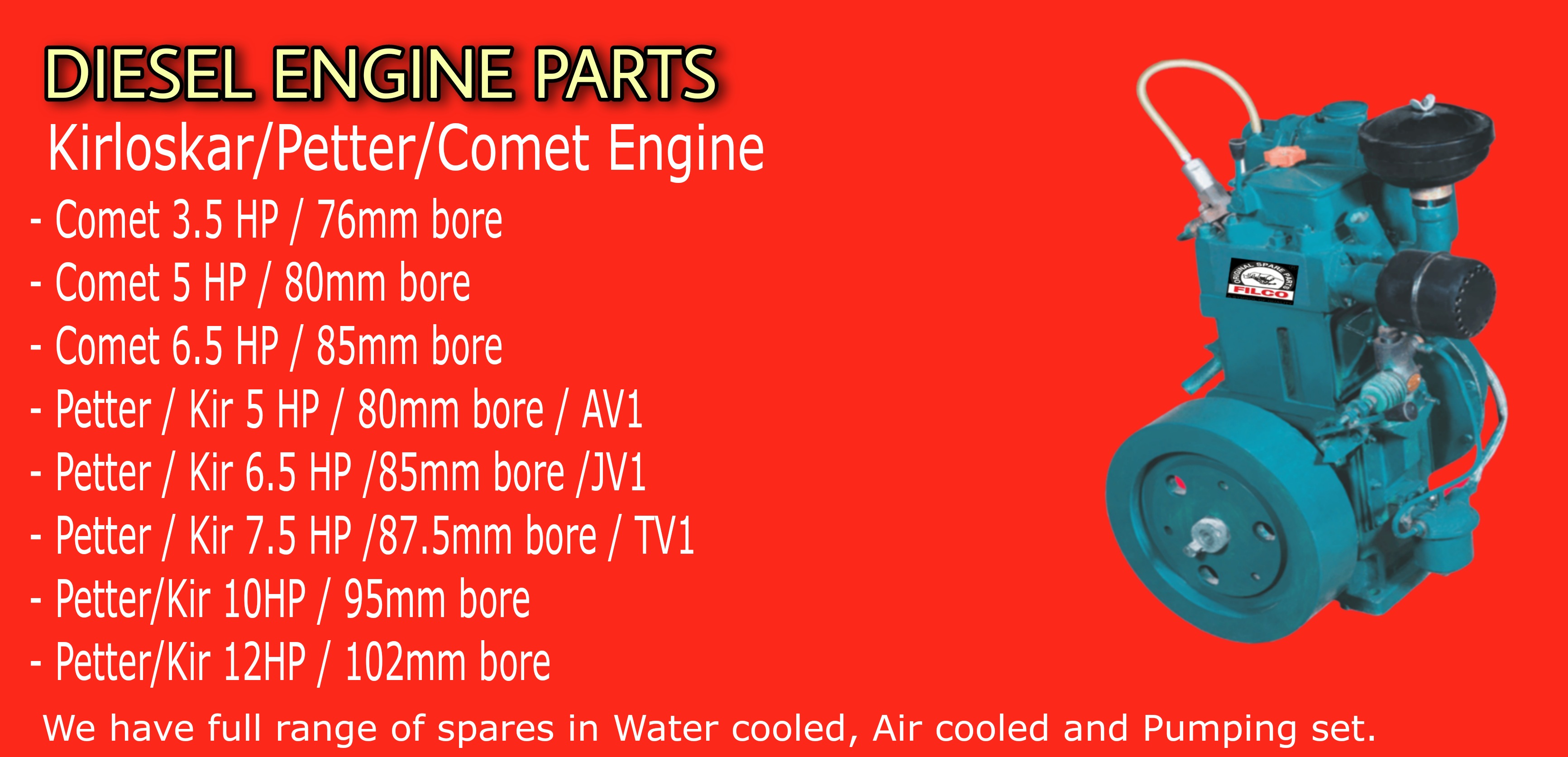 High-quality Lister and Kirloskar diesel engine spare parts by Filco Spare India