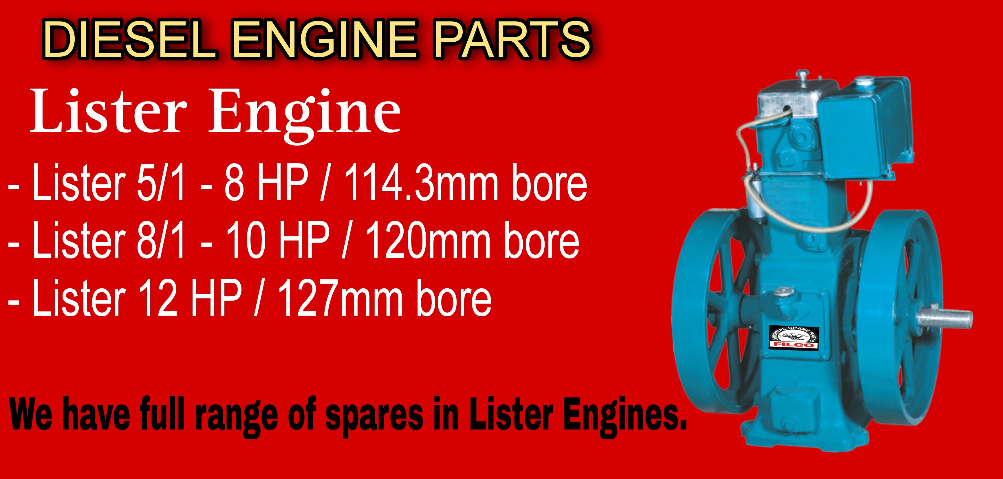 Agricultural diesel engine parts exporter India — pistons liners gaskets